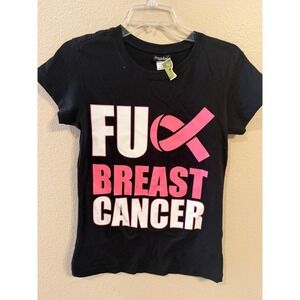 Popular Sports Womens Black F Breast Cancer Awareness Tee Shirt Size L